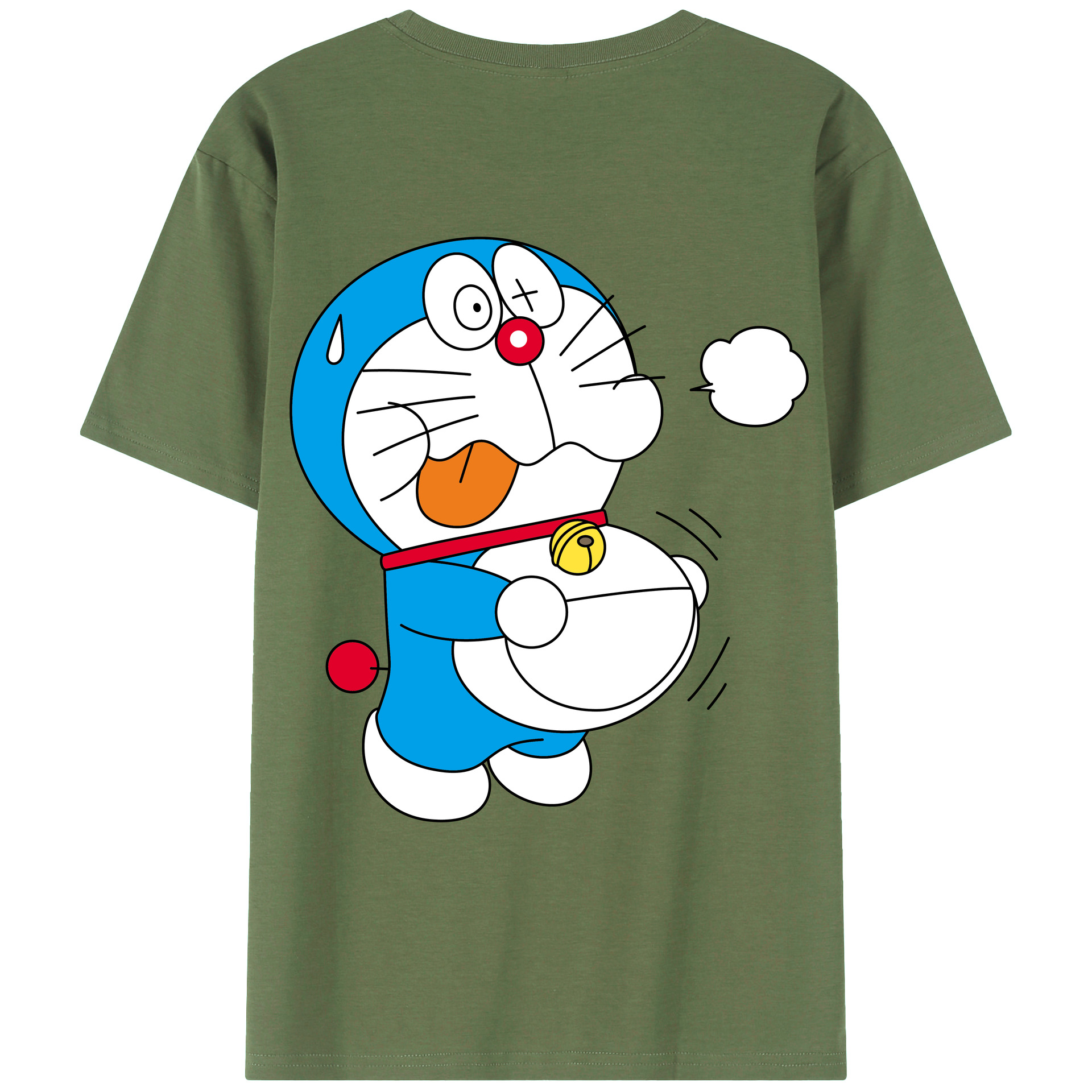 （画像用） ドラえもん Doraemon 綿100％ メンズ半袖Tシャツ（バックプリント） 通気性